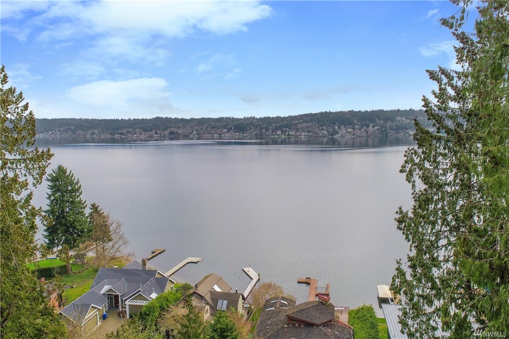 View of lake sammamish from new waterfront view home facing east