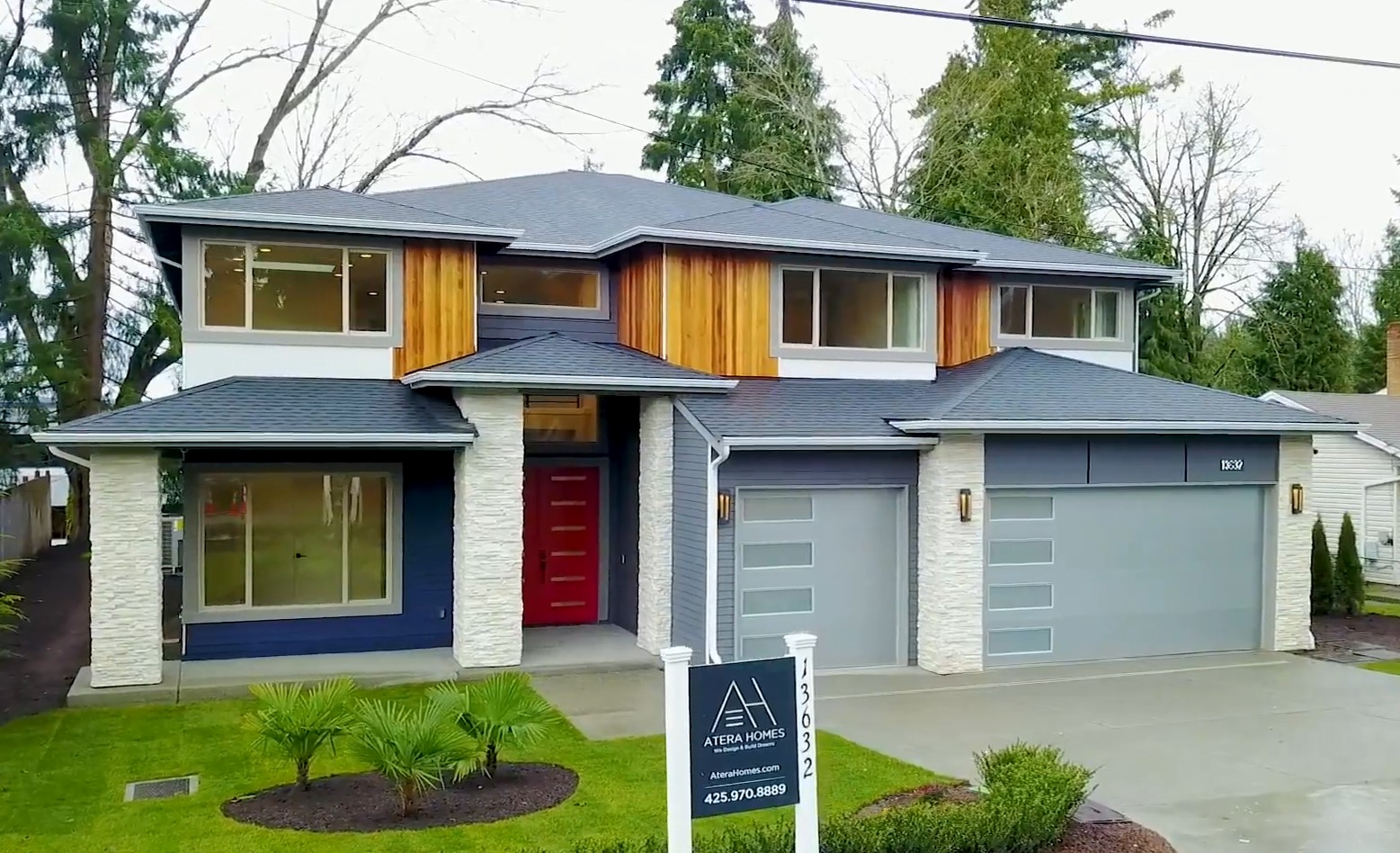 Front left side view of custom home in Bellevue's eastgate neighborhood