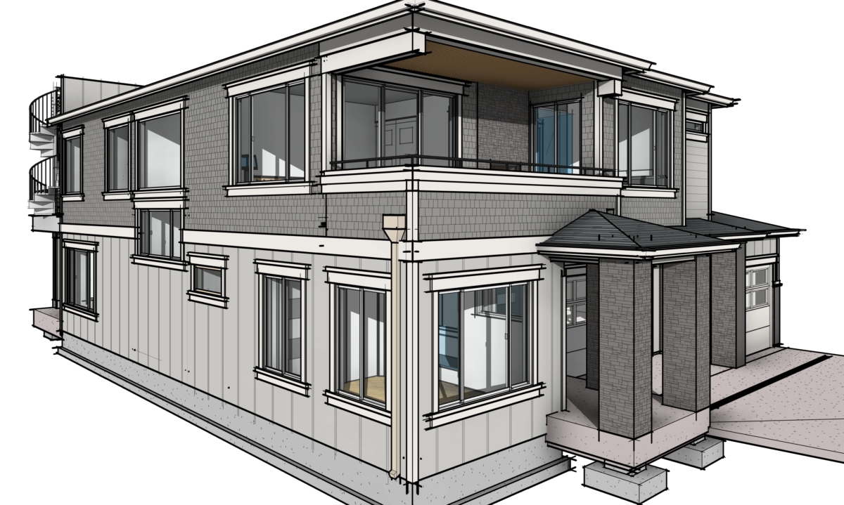 Kerker Residence rendering front view of custom home