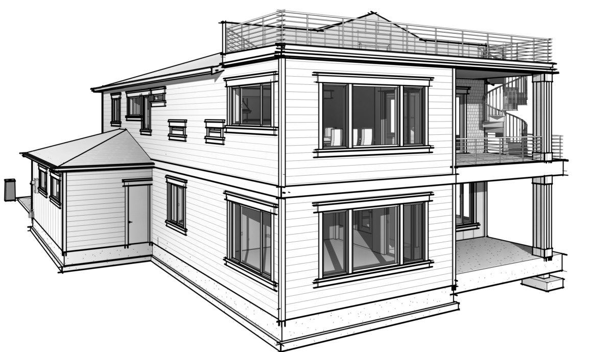 Kerker Residence rendering side view custom home