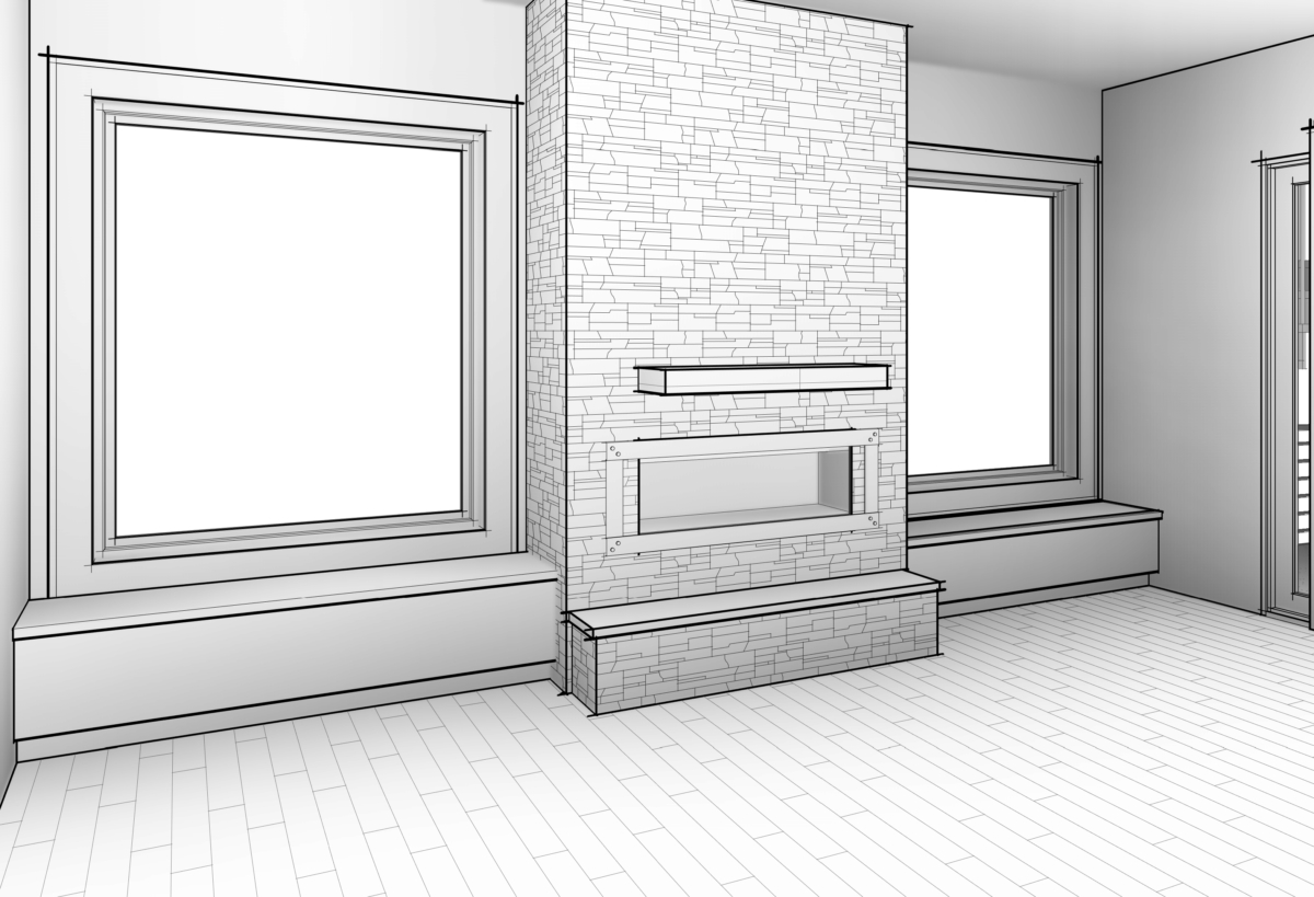 Kerker Residence fireplace rendering