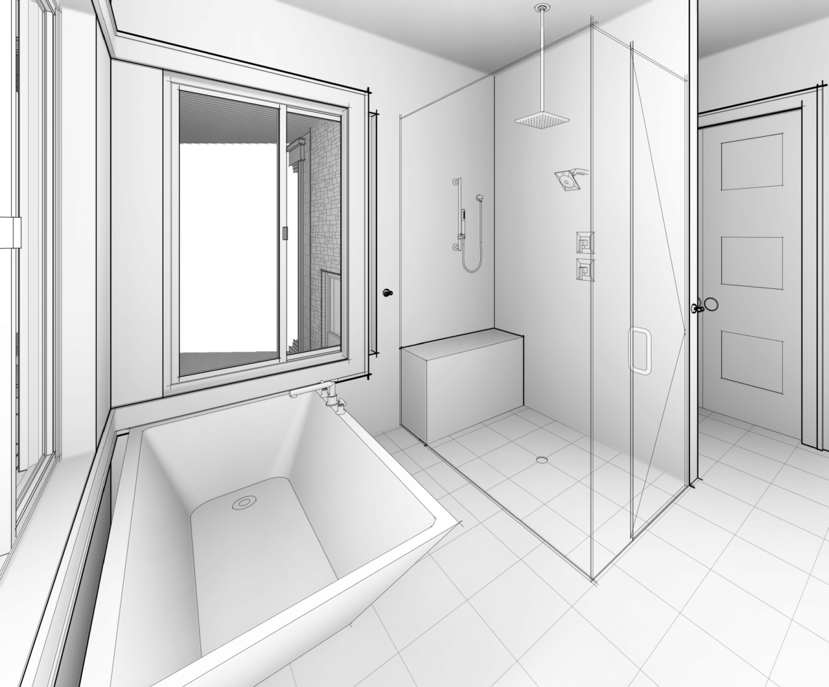 Kerker Residence bathroom rendering