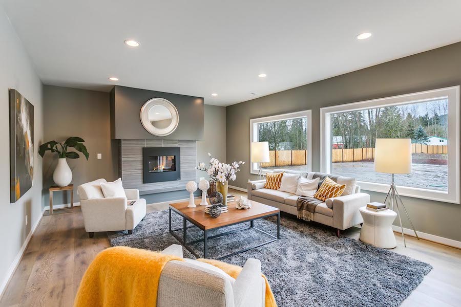 Custom Home Floor Plan - Living Room with Fireplace