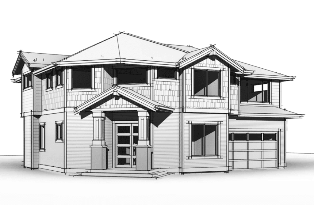 Custom Home Floor Plan - 3-D view of exterior
