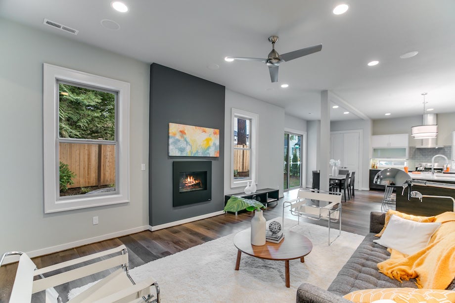 Custom Home Floor Plan - Living Room with Fireplace